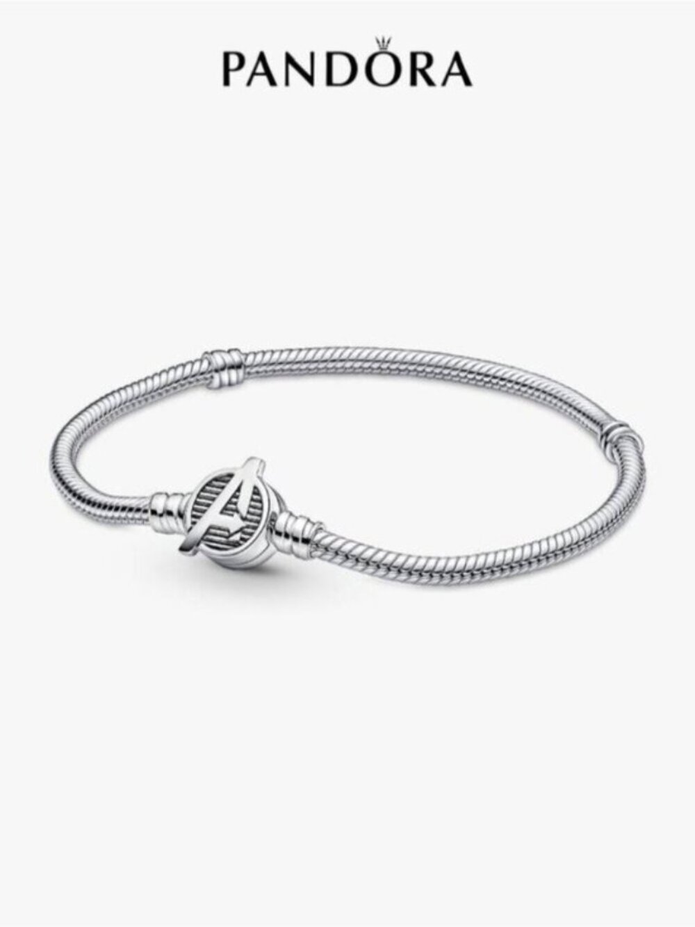 Pandora Moments Marvel The Avengers Logo Clasp Snake Chain Bracelet